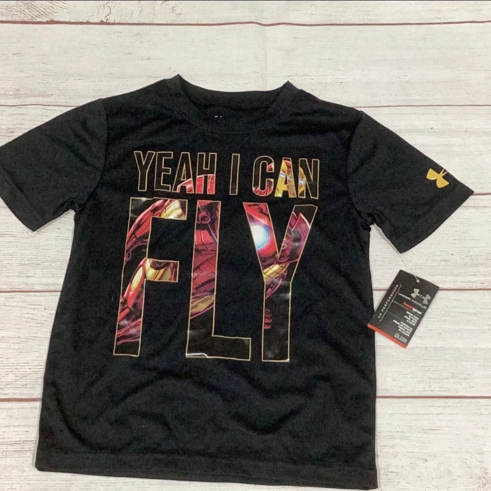 Little Boys Under Armour Marvel Avenger Iron-Man~Size 4~Heatgear T-Shirt~NWT